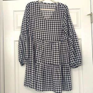 Buffalo Check Longsleeve Flowy Dress